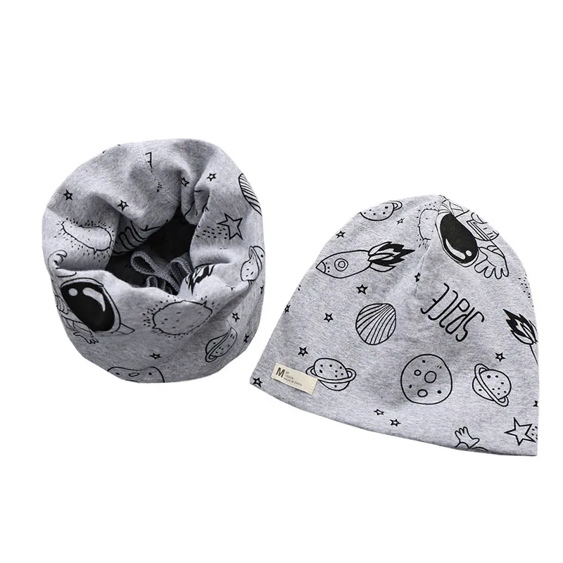 

New Winter Baby Hat Set Cartoon Cotton Baby Head Cover Boys Girls Warm Cap Neck Scarf Kids Beanies Sets Autumn Children Hat