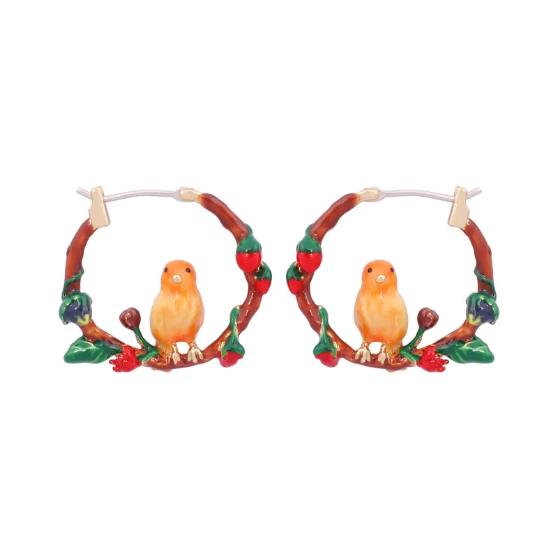 

European and American New Products S925 Silver Needle Canary Series Fresh and Sweet Earrings Stud Earrings Enamel Glaze Earrings