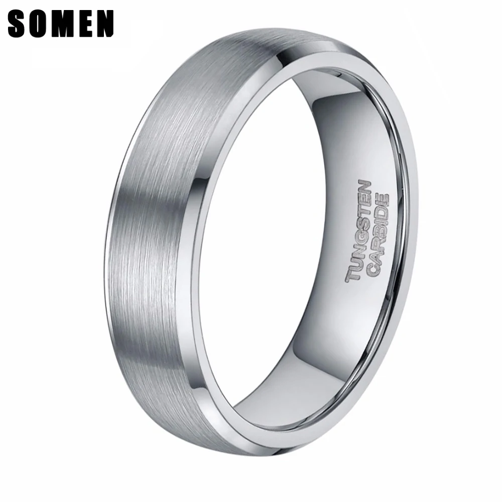 Сомэн 6 мм Серебряный Цвет вольфрам-Карбидное кольцо для женщин матовый