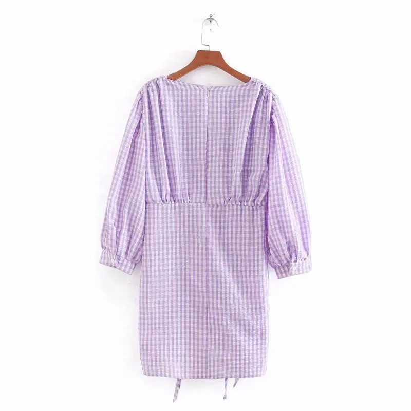 Ms CC9613 женское платье vestidos de verano летнее новое клетчатое с длинными рукавами |