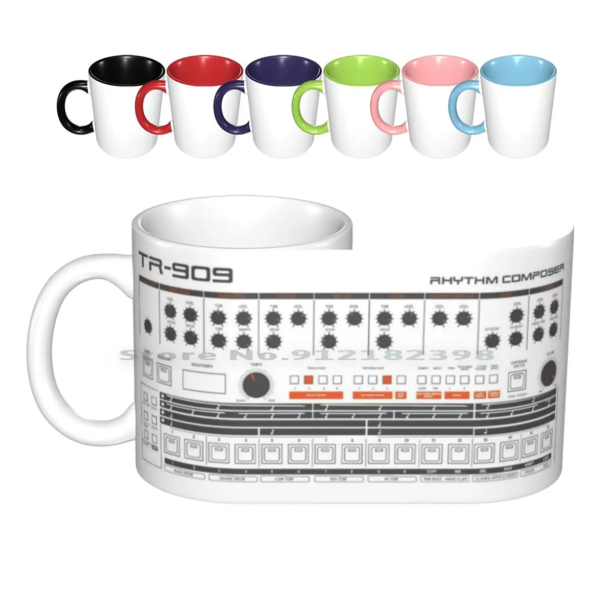 

Tr 909 Drum Machine Ceramic Mugs Coffee Cups Milk Tea Mug Tr909 Techno Tr 909 909 Analog Classic Retro Eighties Nineties 80s