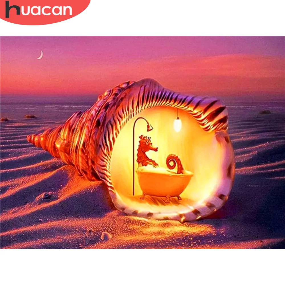 

HUACAN 5D DIY Full Square Round Diamond Embroidery Painting Landscape Rhinestone Kit Mosaic Shell Handicraft Decor For Home
