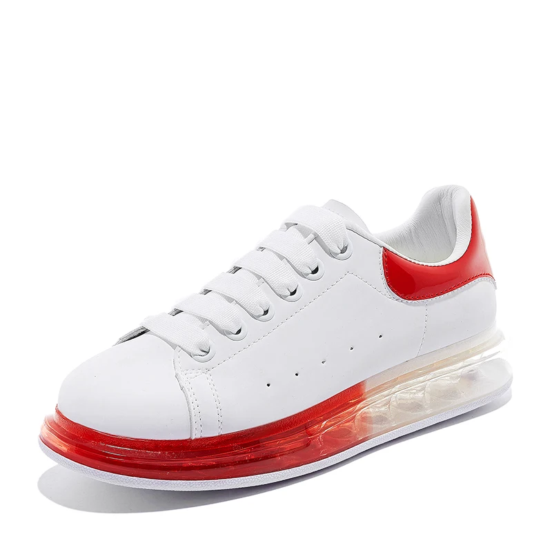 

Full Air Cushion Sole Fashion Sneakers Women Breathable Casual Shoes Woman Lace Up Leather White Sneakers Leisure Shoes XU182