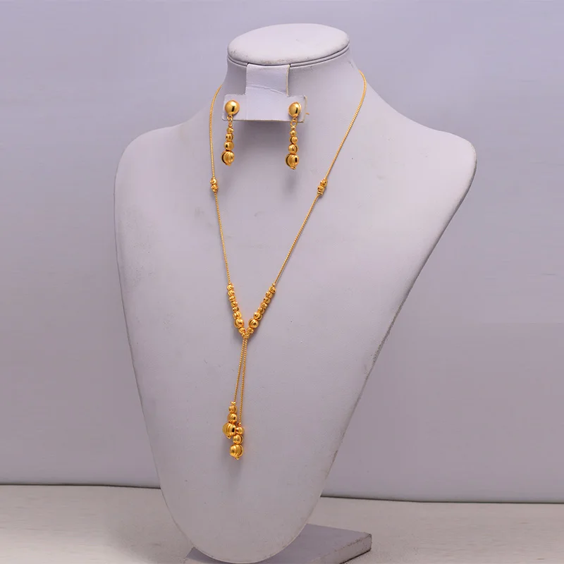 

Ethiopian gold jewelry sets Indian gold necklace Earrings jewelry set for women African wedding gift high quality accessories