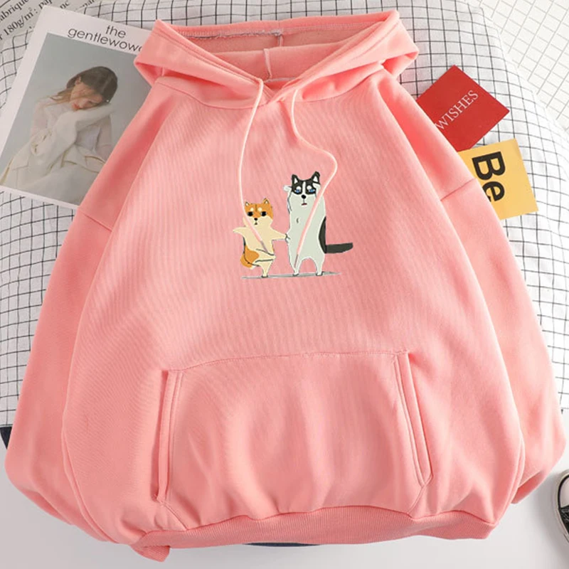 2020 Зимний пуловер Harajuku Kawaii мультфильм собака уличная одежда Свитшот оверсайз