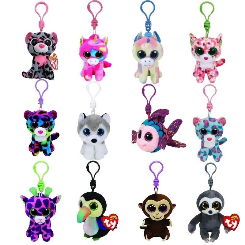 Ty Beanie Boos Брелок с подвеской Единорог Леопард ворона обезьяна долго Глаза Мягкий