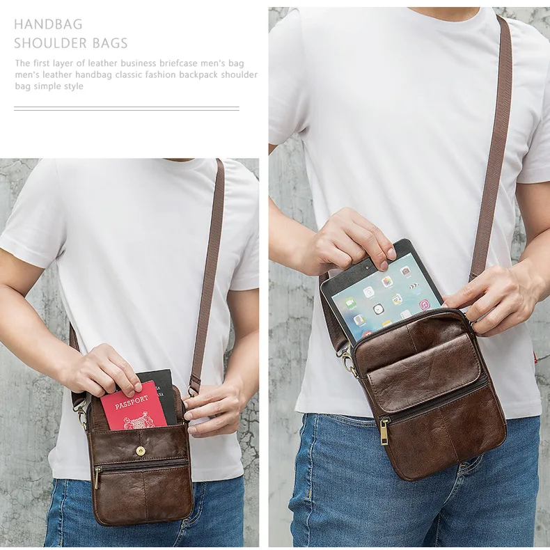 

Fashion Men's Handbag Shoulder Bag Vintage genuine leather Retro Messenger Bag Crossbody Shoulder Bag