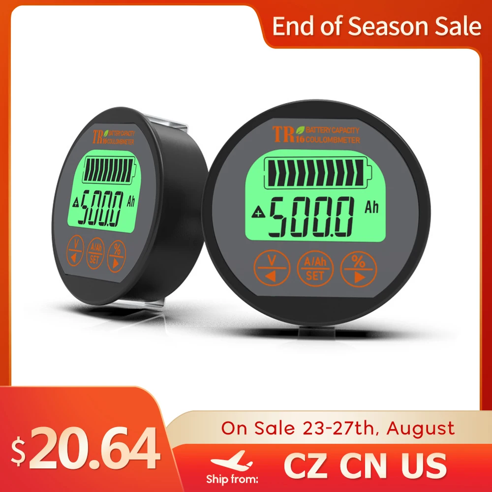 Водонепроницаемый тестер емкости аккумулятора TR16 8 120 В с ЖК дисплеем и функцией