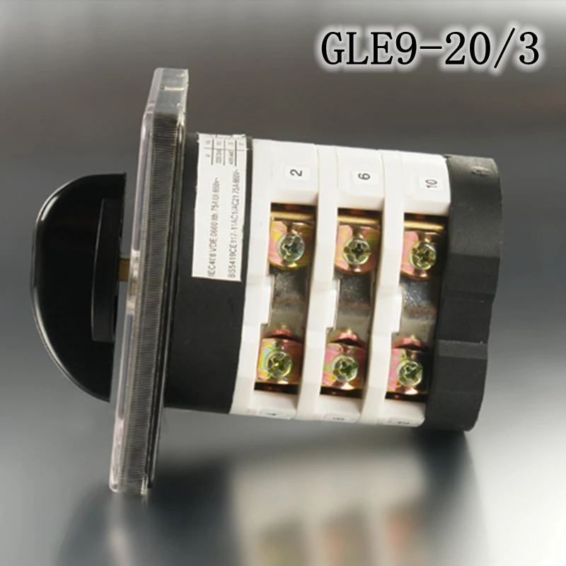 

Селекторный поворотный переключатель GLE9-32/4 GLE9-20/3 GLE9-20/4 660 В 32 А 20 А Универсальный перекидной комбинированный переключатель 3 положения