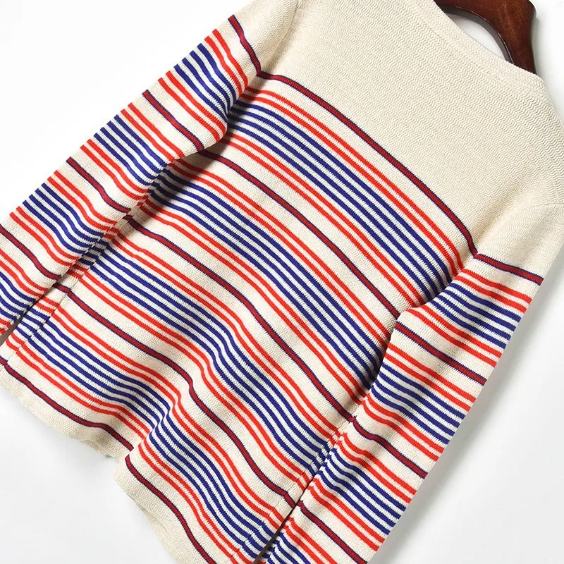 Женский вязаный кардиган в полоску повседневный Свободный с длинным рукавом