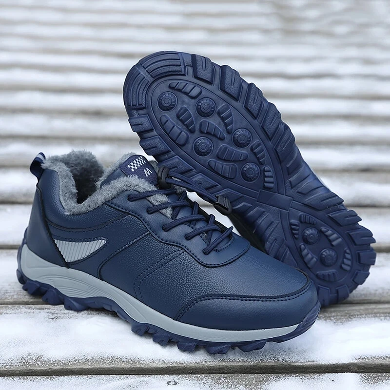 Winter Men Warm Lined Walking Shoes Sport Waterproof Thicken Man Sneakers Solid Color Elastic Band Male Footwears |