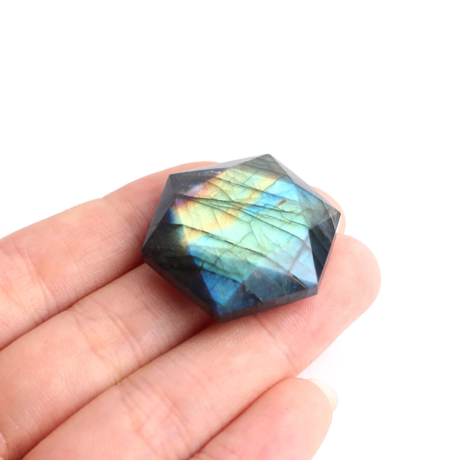 Высокое качество натуральный флюорит гексаграмма кулон Лабрадорит резной