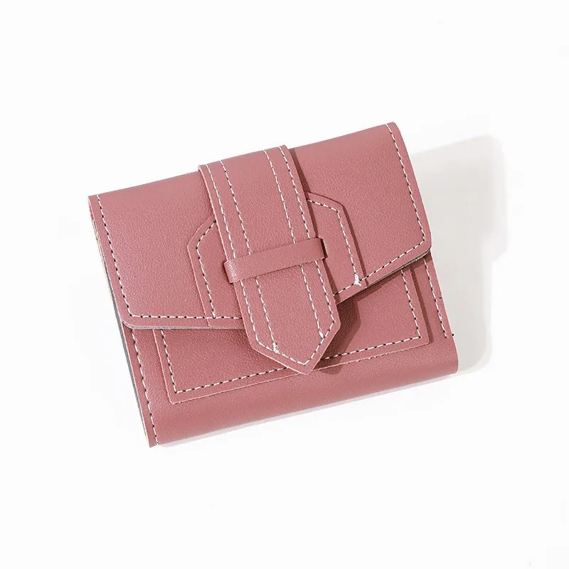 

Новый короткий женский кошелек, кожаный милый модный женский кошелек, однотонные маленькие женские кожаные кошельки, Лидер продаж, кошелек ...