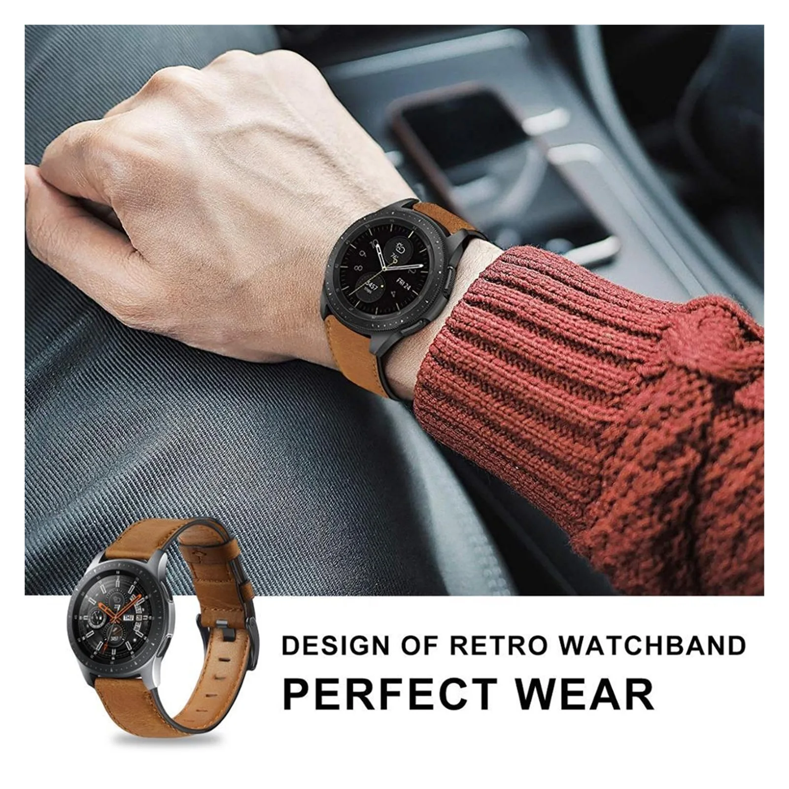 

22mm watch band; For samsung Galaxy watch 46mm crazy horse leather strap Gear S3 Applicable or compatible frontier bracelet Huaw