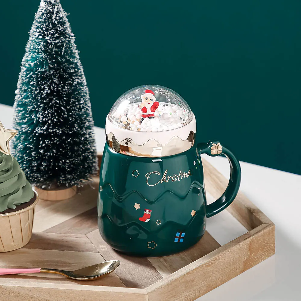 

Christmas Mugs Couples Ceramic Santa Claus Figurines With Lid Design Water Cup For Holiday Office Home Milk Coffee Cup Xmas Gift