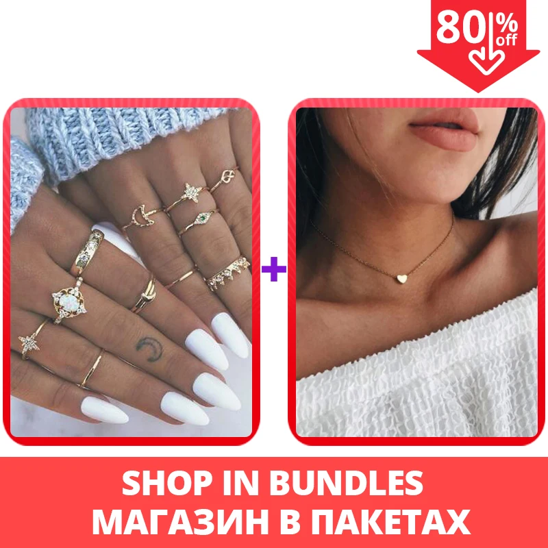 Комплект колец 17KM в богемном стиле Женский винтажные золотые кольца с бусинами