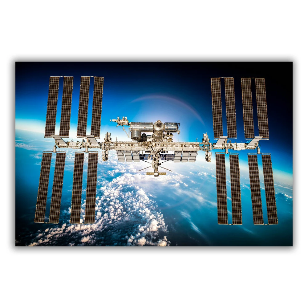 

HT123 впечатляющая Вселенная Земля и Луна космическая станция астронавт шелковая ткань плакат искусство Декор внутренняя Окраска Подарок