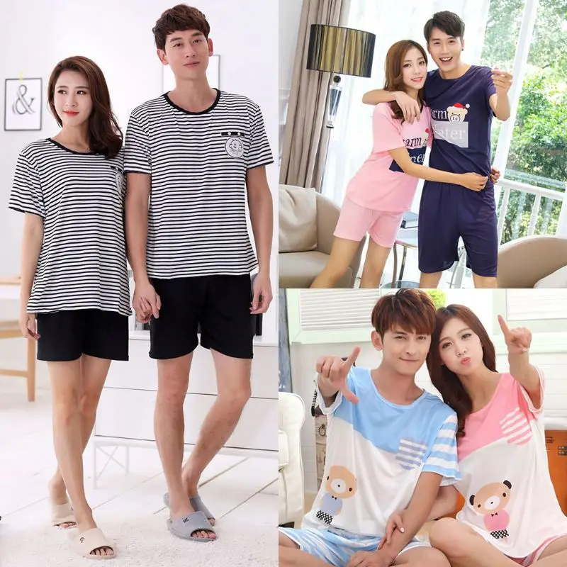 

Women Girls Plus Size Pajamas Set Summer Short Sleeve Cartoon Print Sleepwear