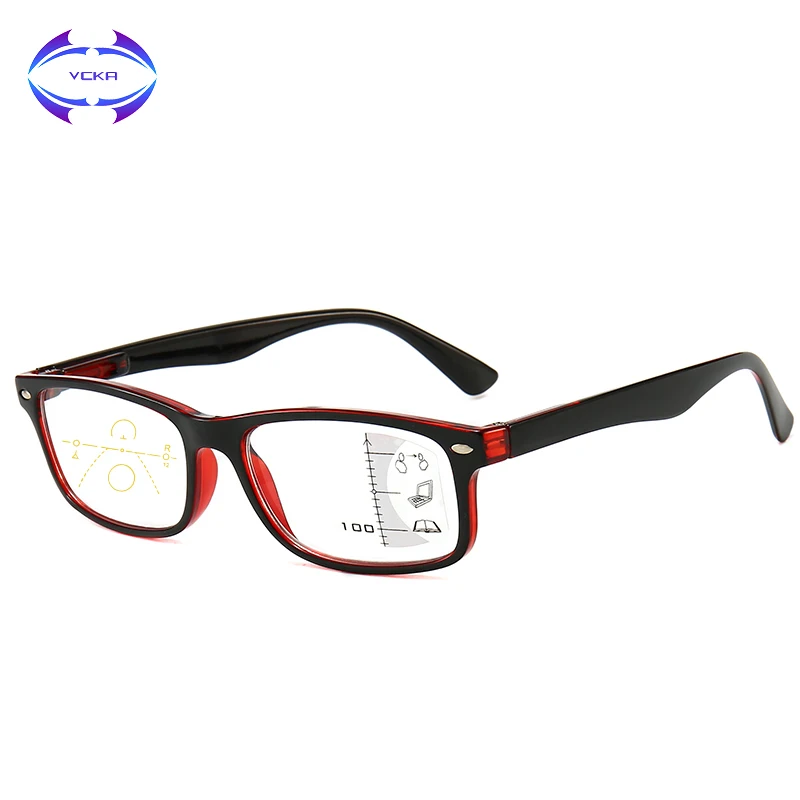 

VCKA прогрессивные Мультифокальные очки для чтения для мужчин и женщин, квадратный анти-синий светильник, очки, близкий дальний прицел, диопт...