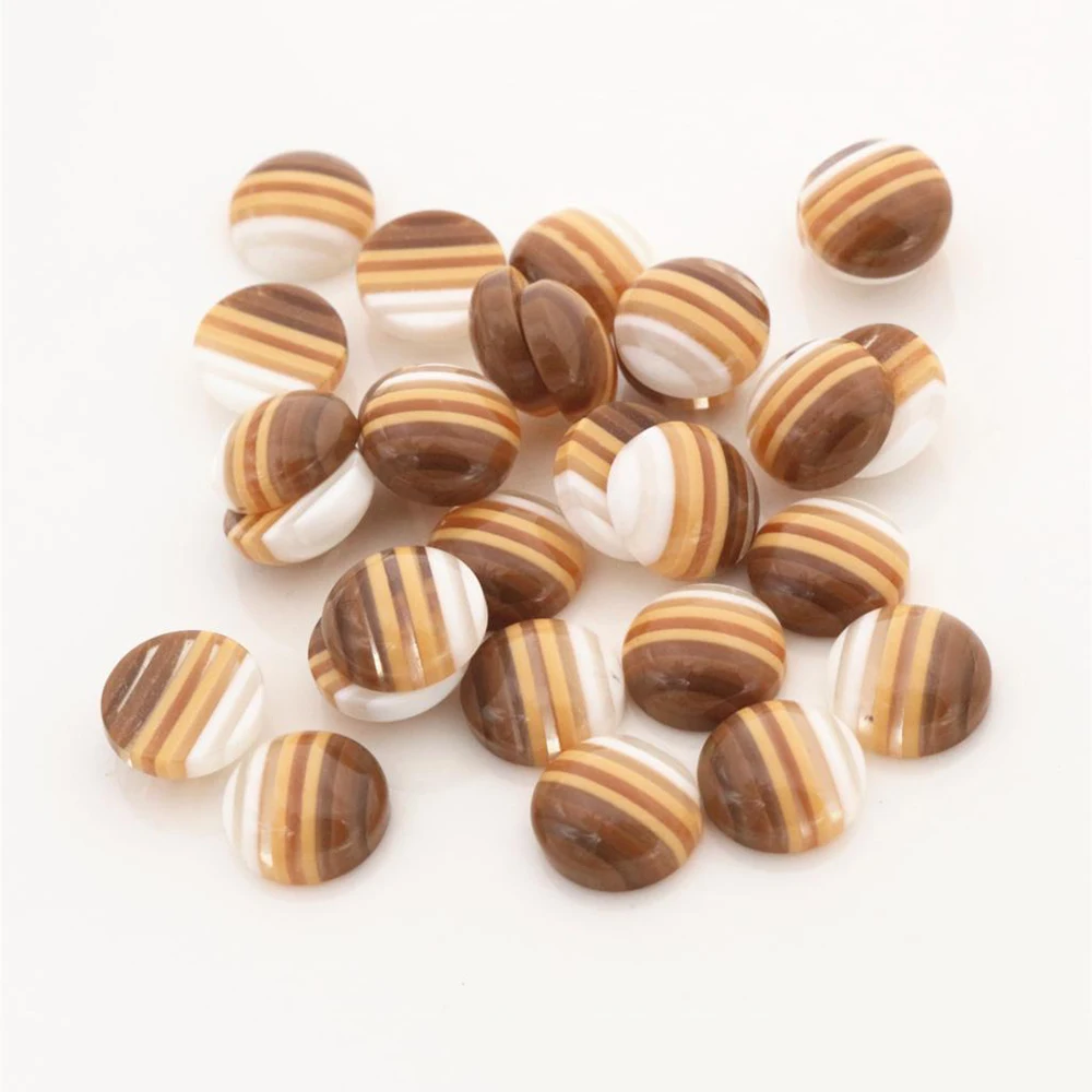

New Fashion 40pcs 12mm White Coffee Colors stripe Style Flat back Resin Cabochons Fit 12mm Cameo Base Cabochons-W3-11