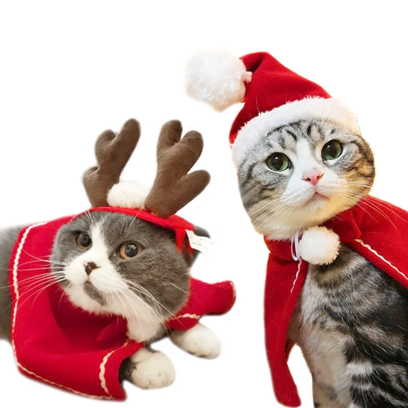 

Christmas Decorations Pet Clothes Cat Dog Santa Red Scarf Hat Merry Christmas New Year Xmas Gifts Navidad 2022 Natale Noel Kerst