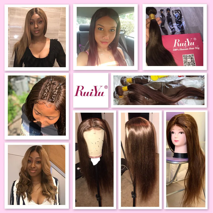Human Hair Bundles With Closure Straight Hair Bundles With Closure Brazilian Hair Weave Bundles With Closure RUIYU Non-Remy Hair