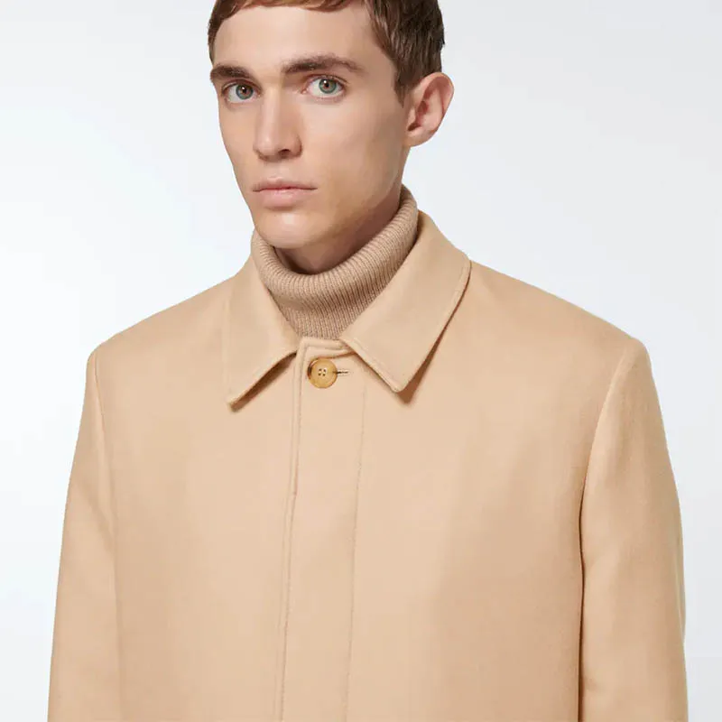 Пальто мужское длинное кашемировое до колен модная утепленная шерстяная