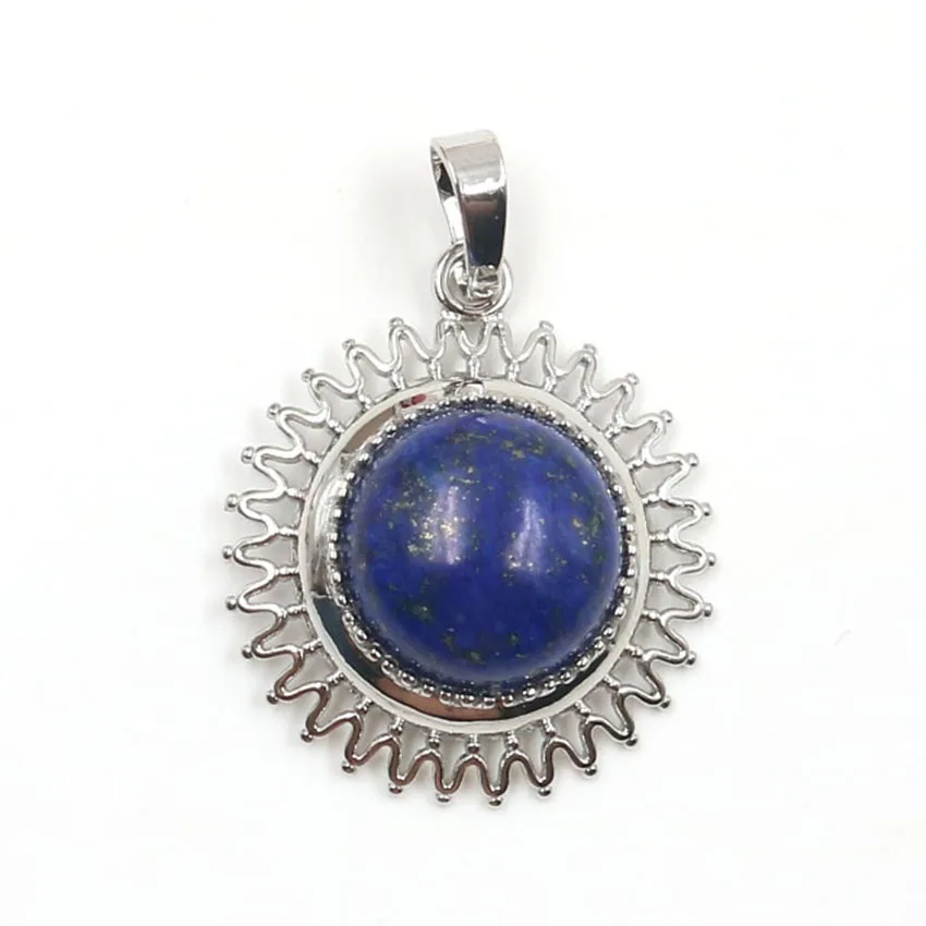 Подсолнечник посеребренный розовый кварцевый кристалл круглый кабошон кулон