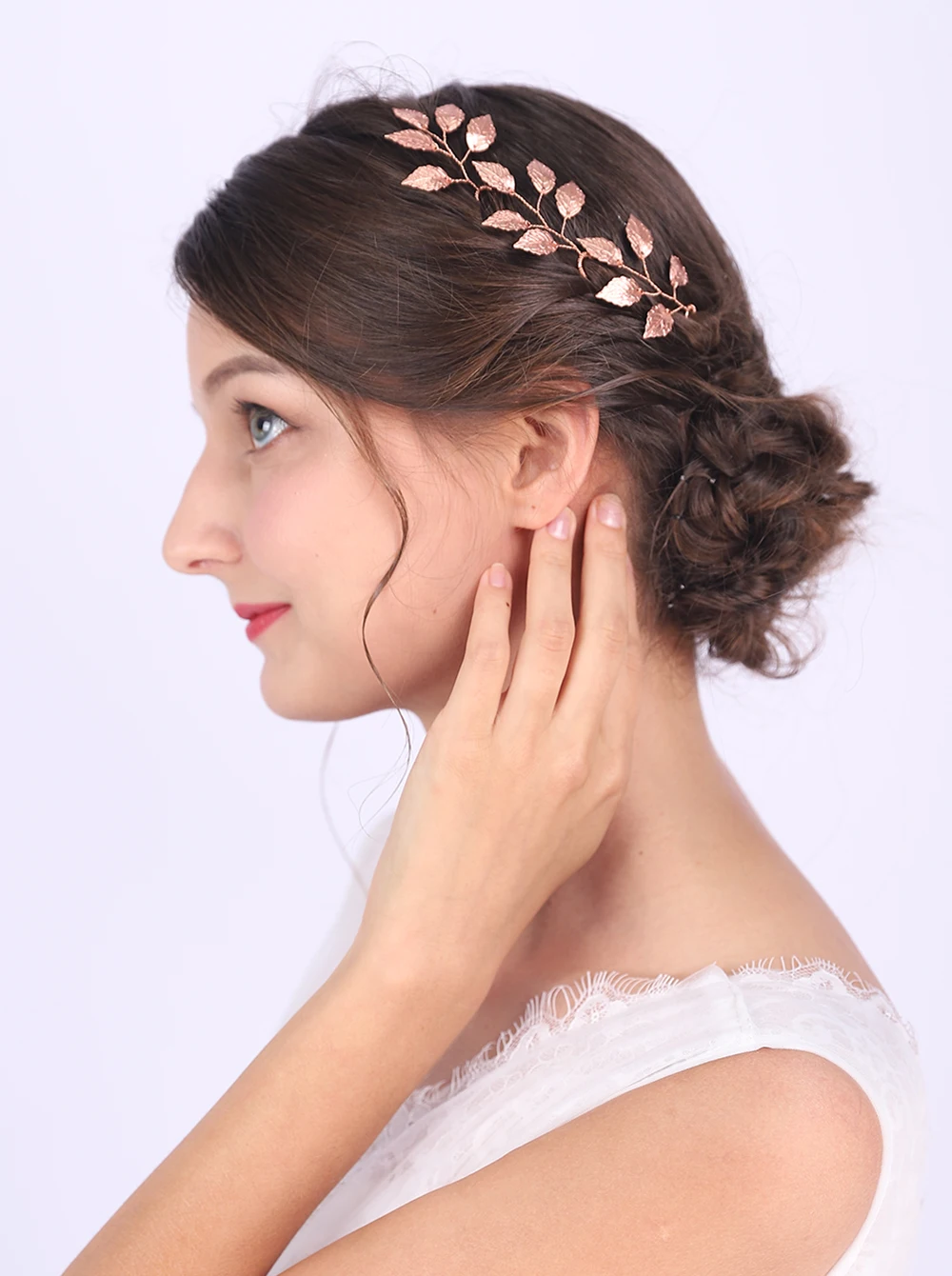Классические украшения для волос в виде листьев заколки цвета розового золота и