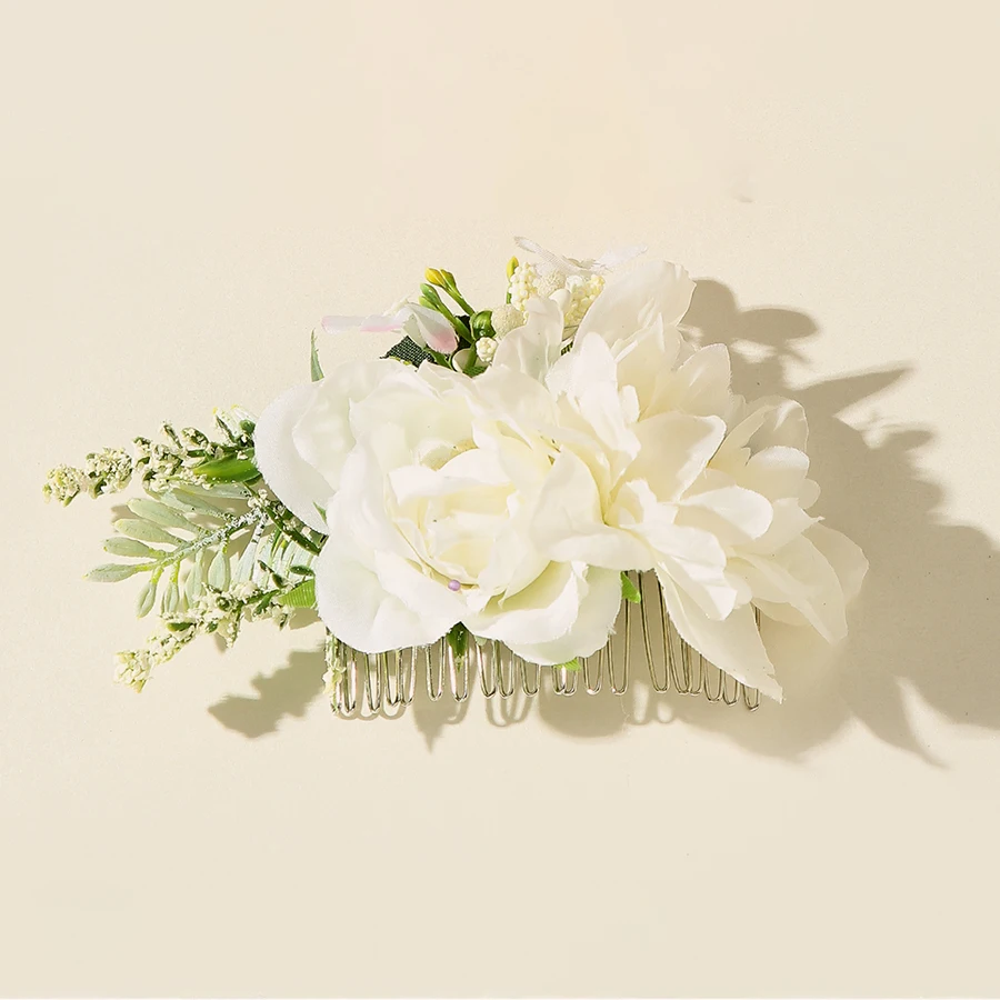 

New Summer Bride Floral Hair Combs Bridesmaid Cloth Flower Holiday Bridal Hair Accessories Wedding Women Headpiece
