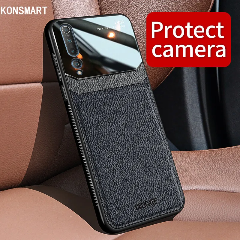 

KONSMART Leather Mirror Case For Xiaomi Mi 10 Soft Luxury Back Cover For Xiaomi Mi 10 Pro Lens Protection Phone Case Mi10 Fundas