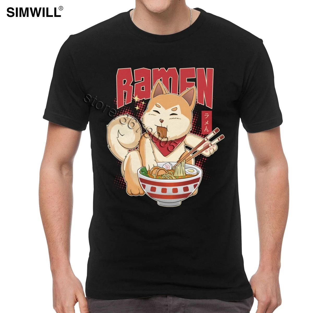 Футболка с забавным аниме милая летняя рубашка круглым вырезом принтом Сиба ину