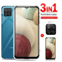 3in1 camera lens filmscreen protector glassairbag clear soft silicone case for samsung galaxy a12 a 12 22 a22 2021 phone cover