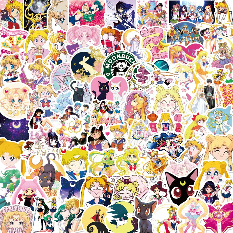 

10/30/50/100PCS Anime Cartoon Sailor Moons Waterproof Graffiti Cute Sticker Luggage Phone Deco Comics Stickers Gift Classic Toys