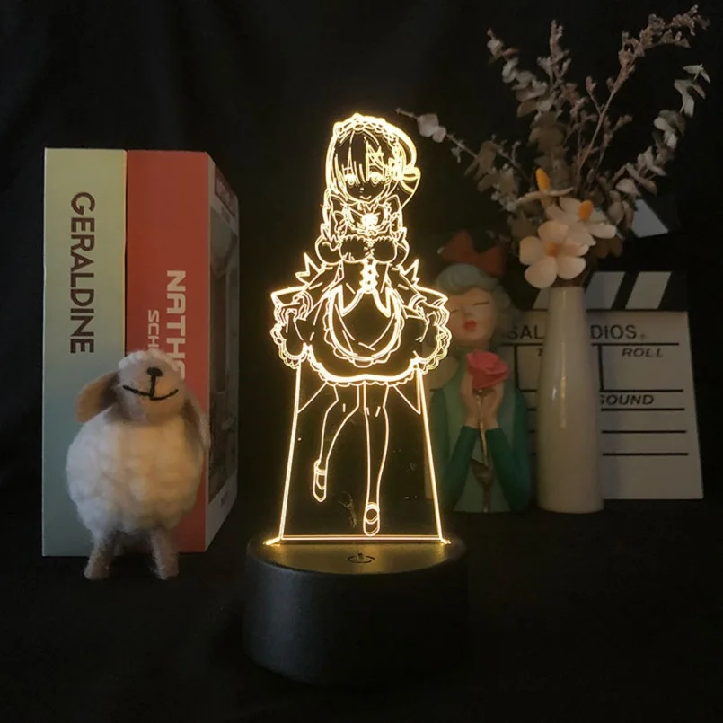 

Acrylic Night Light LED 3D Lamp with Crack Base Kids Room Atomsphere Nightlight USB Power Re Zero Starting Life In Another World