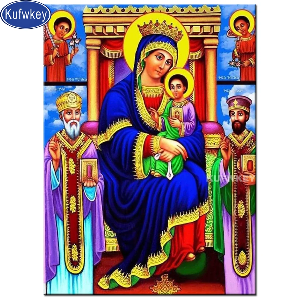 5D art Crafts Diamond Painting Mosaic Religious Icons Full Square Round diy Embroidery Orthodox Religion Pattern | Дом и сад