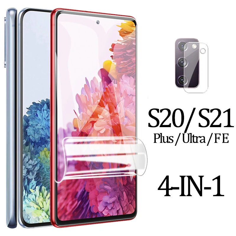 

4IN1 Camera S20 FE Screen Protector for Samsung S 20 Plus S21 S20 Ultra Soft Glass Galaxy S20Plus S20FE S20Ultra Hydrogel Film