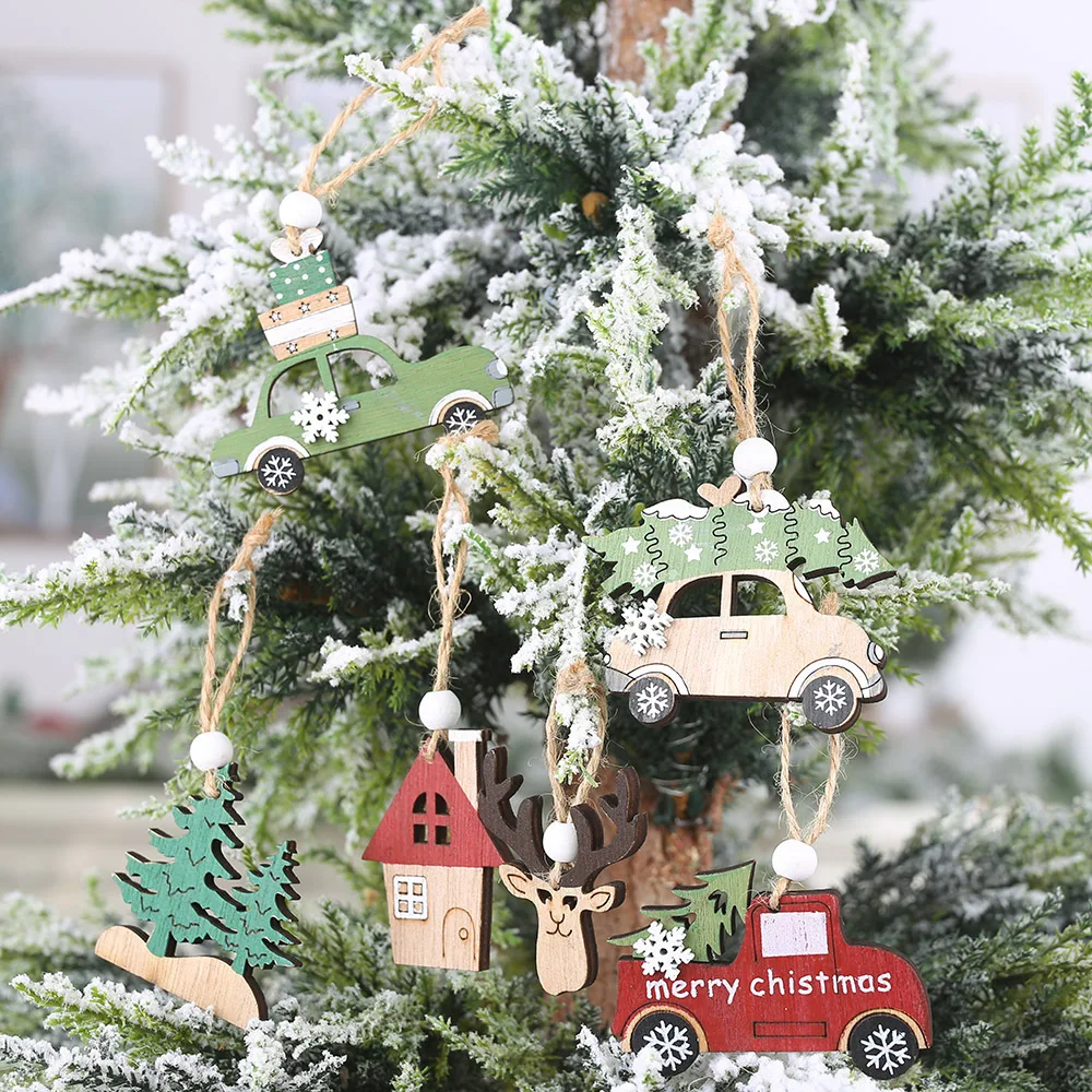 

New Year 2020 Natural Wood Christmas Tree Ornament Wooden Pendant Xmas Gift Christmas Decoration for Home 2019 Deco Navidad Noel