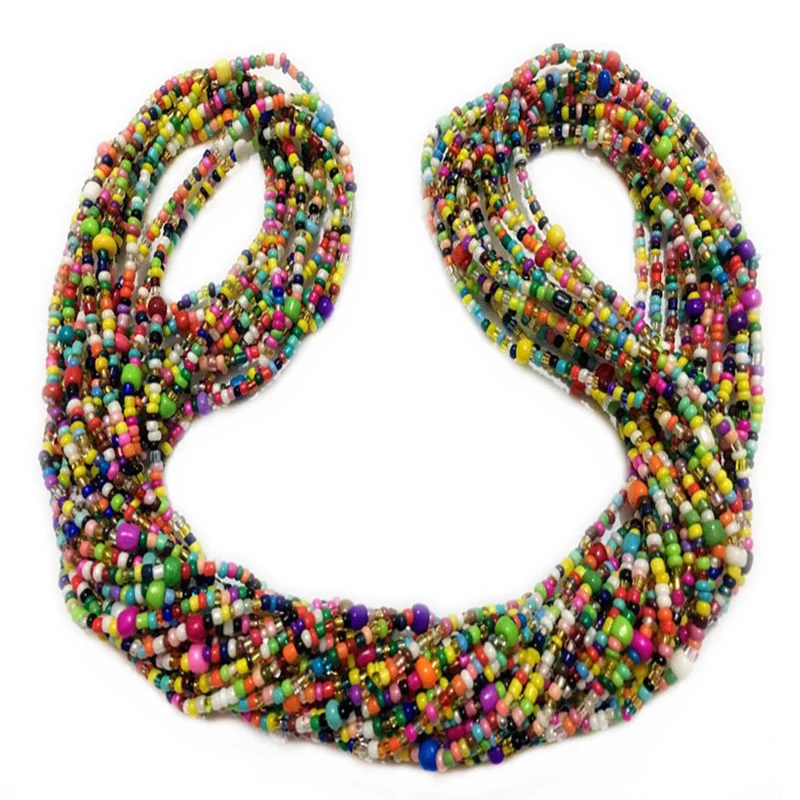 

6Pcs Colorful Elastic Waist Bead Chains Summer Body Chains Belly Beads African Bikini Jewelry Chains for Women Girls NYZ