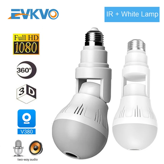 EVKVO Wi Fi IP Камера лампа светильник Беспроводной 1080P Full HD 360 градусов панорамный ИК
