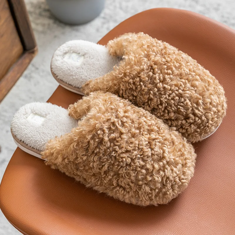 

Plush Indoor Home Furnishing Winter Wood Floor Non-slip Warm Fall Winter EVA Confinement Warm Cotton Slippers Cotton Shoes
