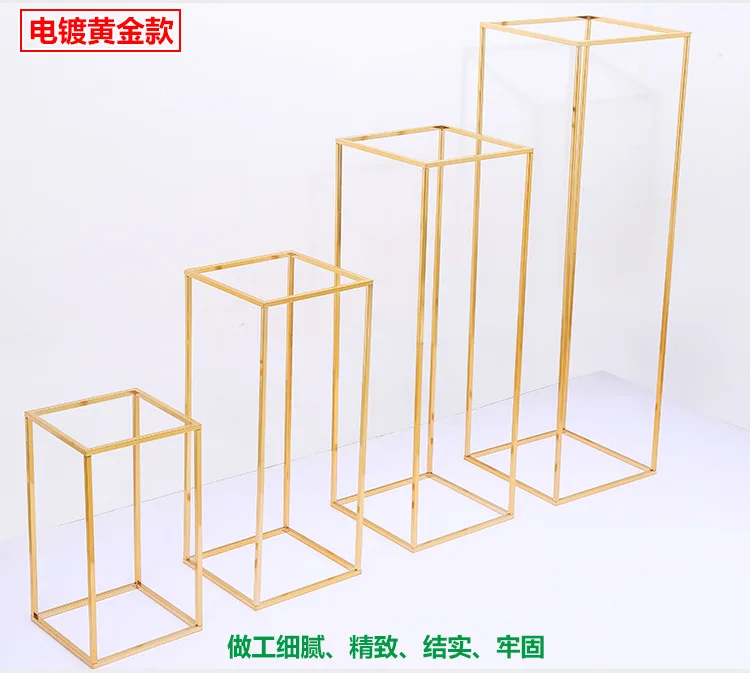 

10PCS/lot Gold Flower Vase Floor Vases Column Stand Metal Road Lead Wedding Table Centerpiece Flower Rack Event Party Decorat