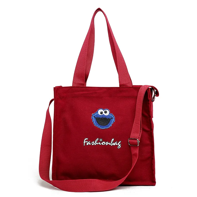 

Canvas Cute Book Bags For Girls Messenger Bag For Women's Lady Large Capacity Shoulder Bags Girl Handbag Cartoon Shopping Bag