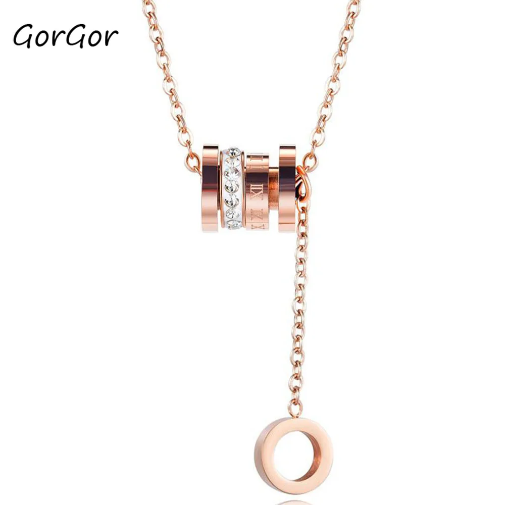 GorGor ожерелье для женщин из титановой стали с узором розового золота несколько