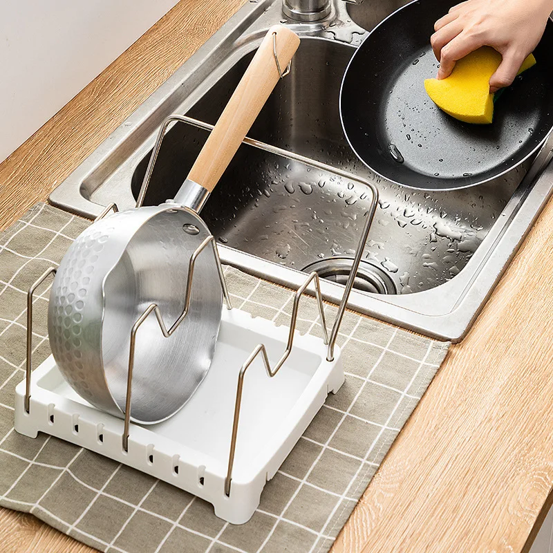 

Adjustable Bracket Spacing U-shaped Slot Pot Cover Rack Multi-purpose Kitchen Pot Dish Storage and Sorting Rack Cutting Board