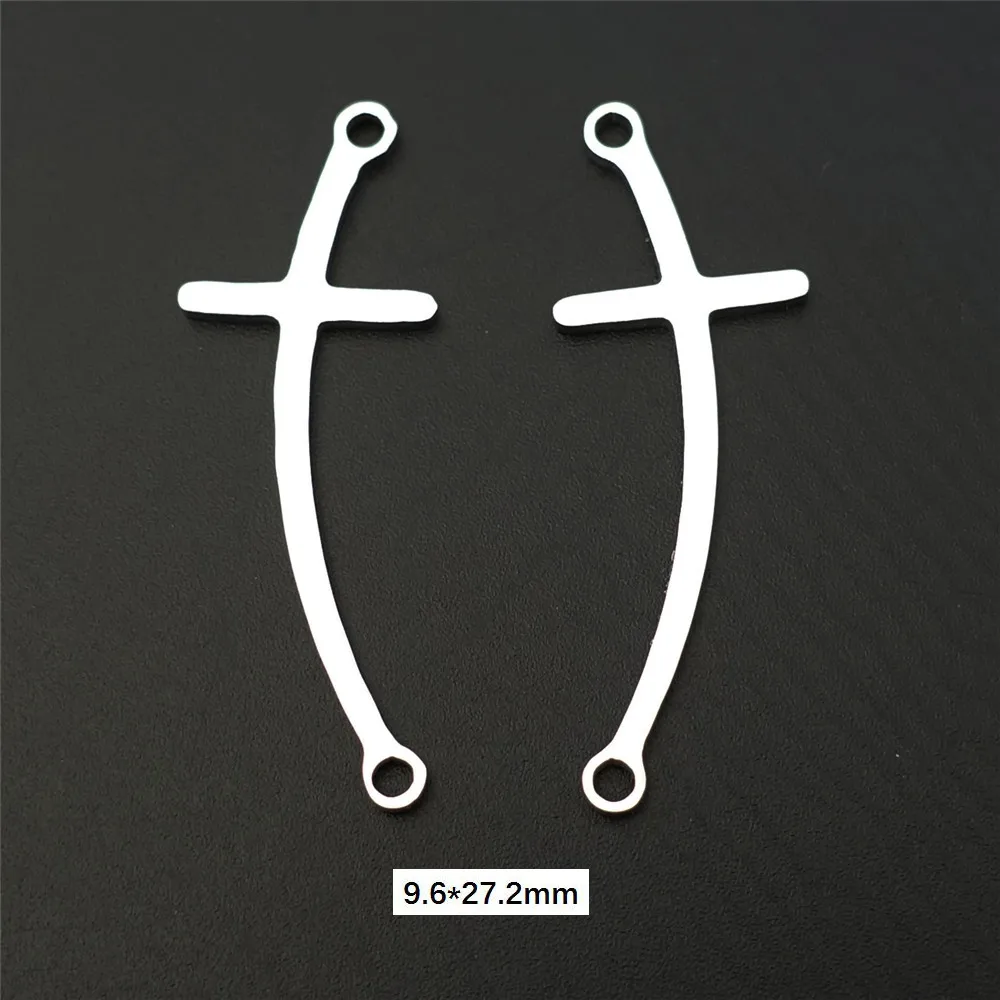 curved cross Соединители из нержавеющей стали, электрокардиограмма, перо мира, бесконечность, тиара, крест, якорь, амулеты для изготовления ювелирных изделий, 5 шт./лот - Цвет: curved cross