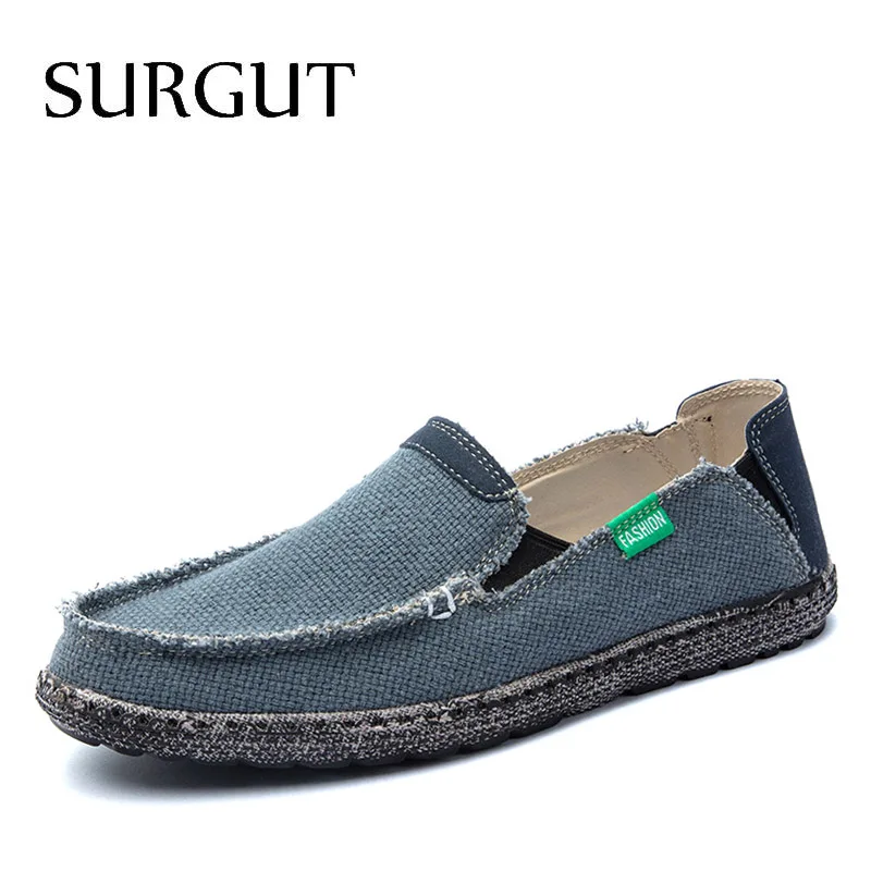 02 Blue SURGUT/Новинка; модная мужская обувь для вождения на все сезоны; лоферы; эспадрильи; дышащая мужская повседневная парусиновая обувь на плоской подошве; размеры 39-47 - Color: 02 Blue