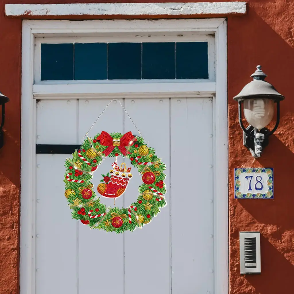 

Рождественская Алмазная картина «сделай сам», венки для входной двери, Набор декоративных алмазных венков особой формы для украшения стен ...