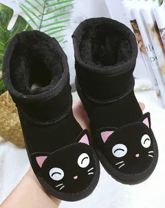 Детские зимние ботинки DOGEEK из воловьей кожи с мультяшным рисунком маленького