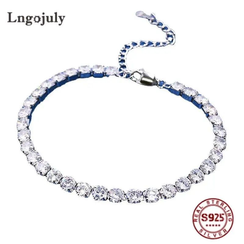 

Женский браслет из серебра 925 пробы, со сверкающими бриллиантами, 4 х4 мм